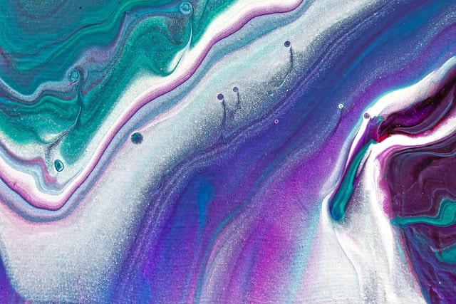 abstract painting -  blend from green to purple with white separation. 