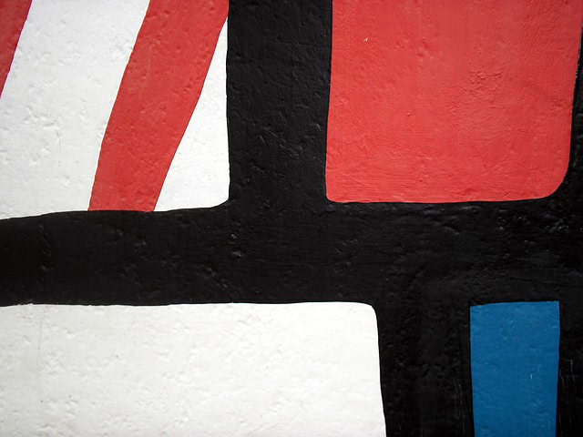 what does abstract painting mean. image 2 black white red and blue